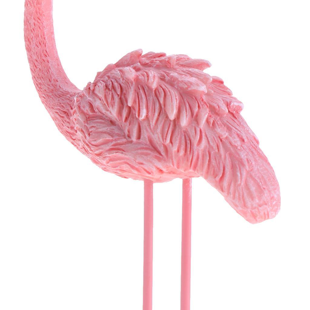 3pcs Flamingo Figurine Miniature Sculpture Glass Base Stand Table Ornament