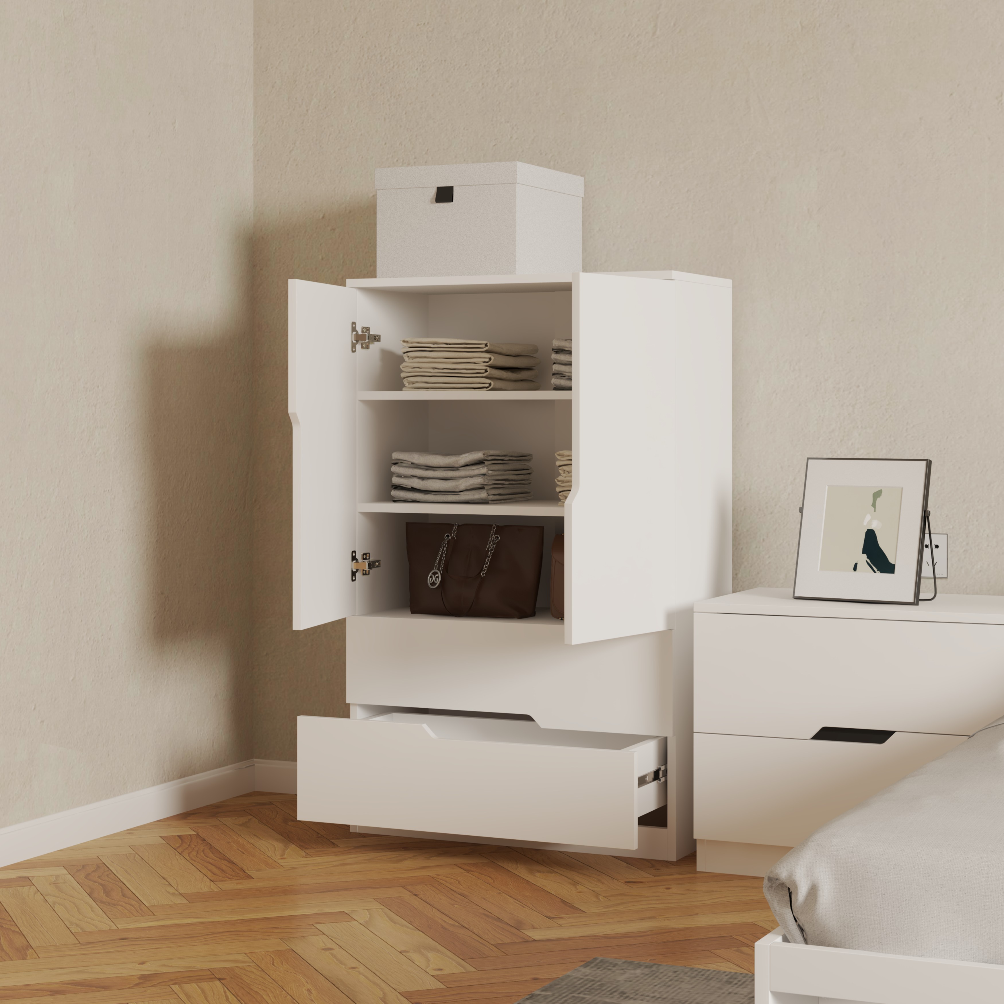 [Happy Home Furniture] DASH, Tủ đựng đồ 2 ngăn kéo ,  70cm x 35cm x 112cm ( DxRxC), TCM_027