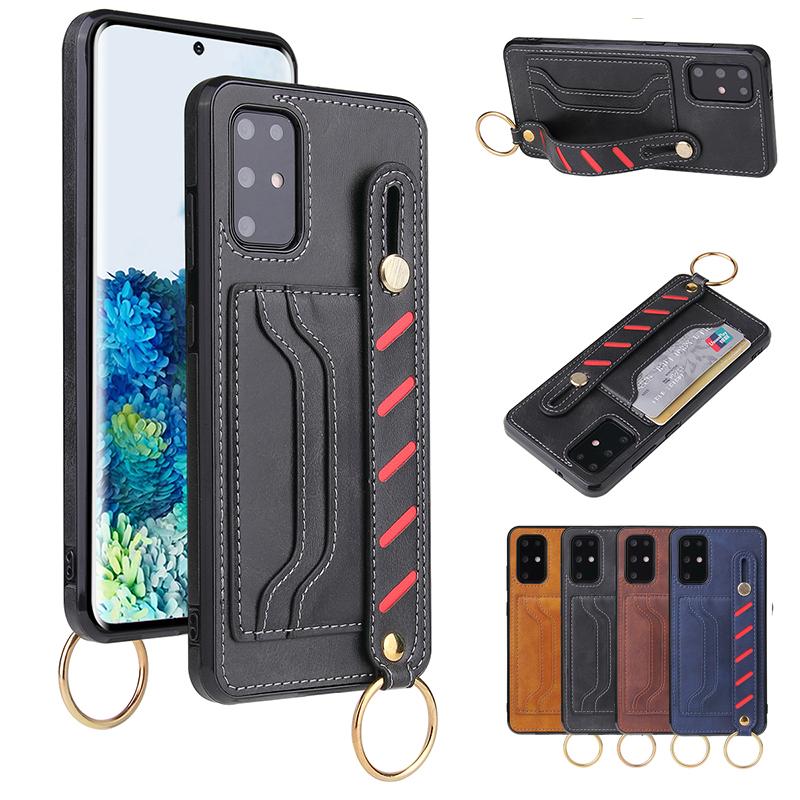 Ốp điện thoại bằng da có ngăn đựng thẻ và dây vòng tay cho SAMSUNG NOTE20 S20 FE ULTRA NOTE10 PLUS
