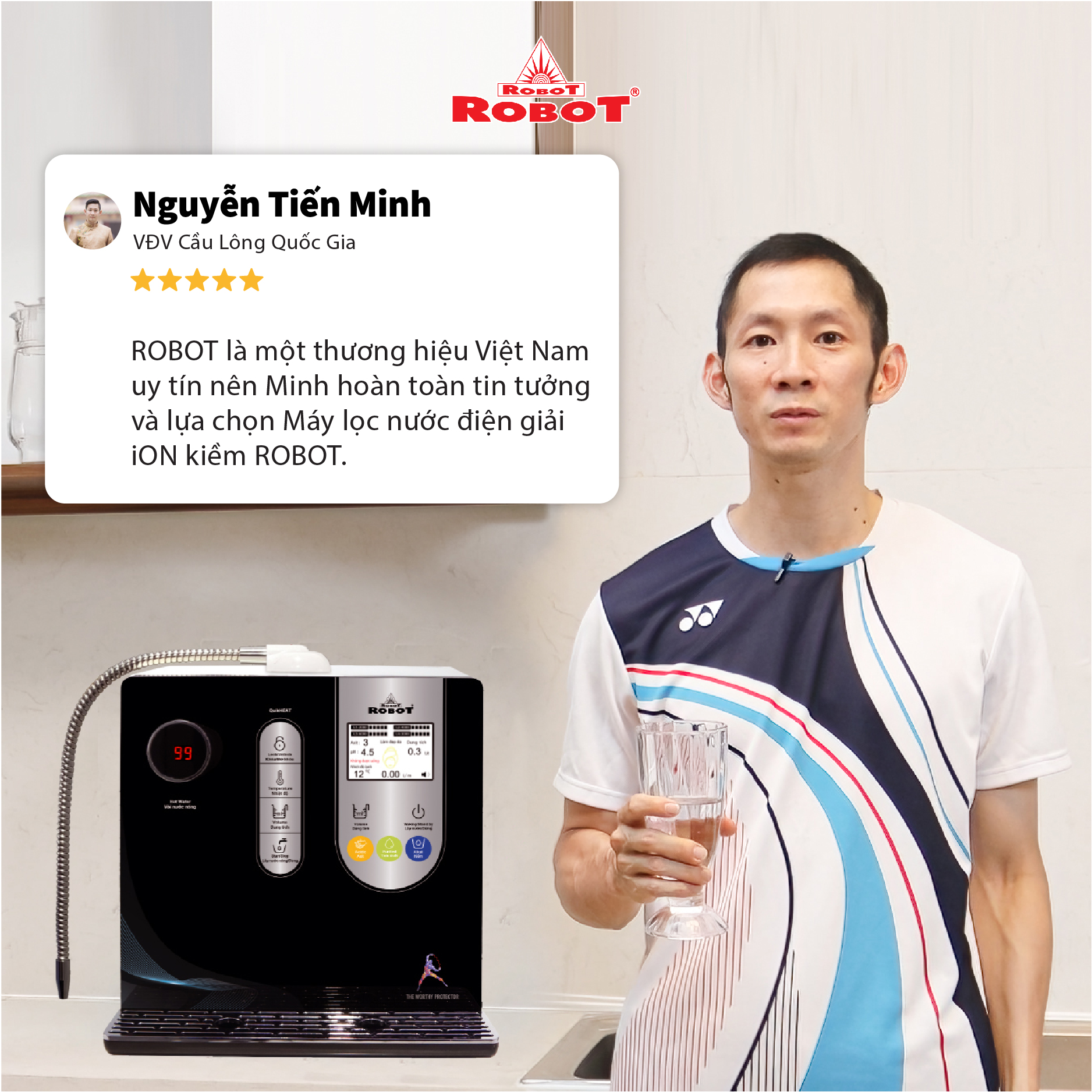 Máy Lọc Nước Điện Giải Ion Kiềm ROBOT IonSmart 1112 Nóng Thông Minh Tạo 12 Loại Nước Sử Dụng - Hàng Chính Hãng