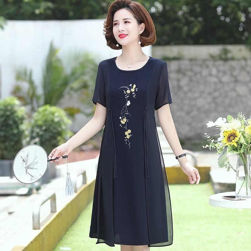 ĐẦM TRUNG NIÊN DÁNG SUÔNG CHO MẸ ĐI TIỆC THỜI TRANG, ĐẦM TRUNG NIÊN TẶNG MẸ TẶNG BÀ SANG TRỌNG TINH TẾ