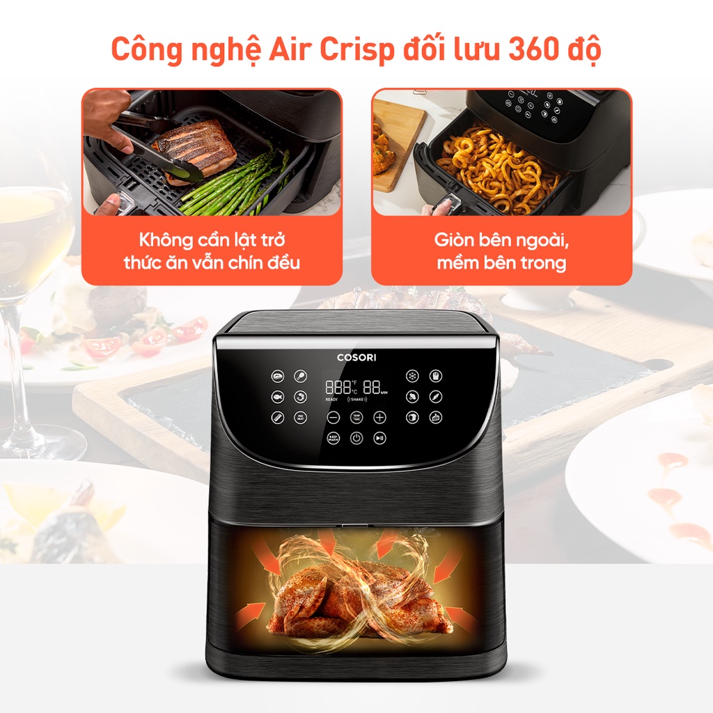 Nồi chiên không dầu điện tử Cosori CP158- AF (5,5 Lít) màu đen - Hàng chính hãng