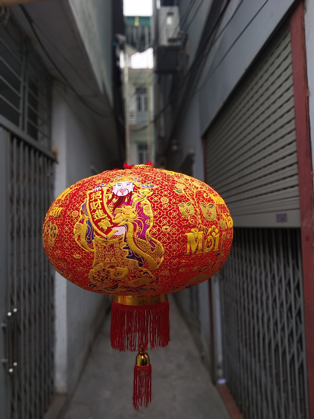 Đèn lồng trang trí Tết cao cấp in nổi cao 80cm đường kính 60cm