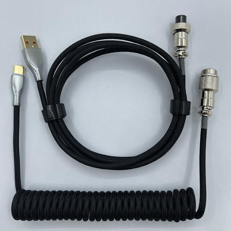 104 phím Dây Aviator Bàn phím Type-C Đầu nối hàng không Cáp USB cuộn Cáp xoắn ốc dữ liệu cổng USB tùy chỉnh 1,8m cho máy tính