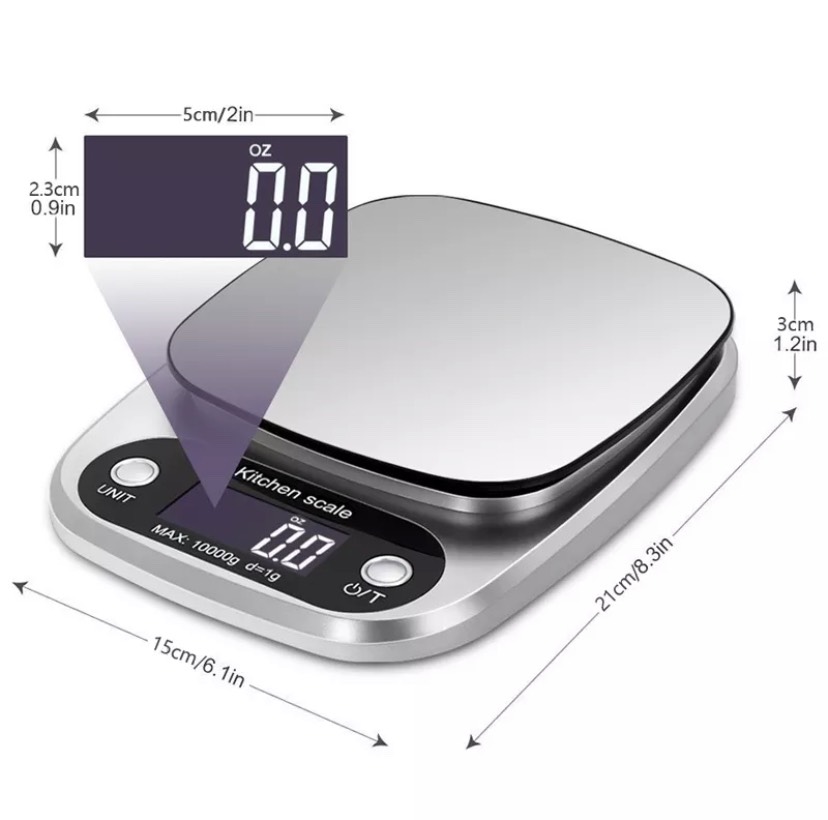 Cân tiểu ly điện tử Kitchen Scale 3kg/0.1g - 10kg/1g Chức năng định lượng thực phẩm siêu chuẩn