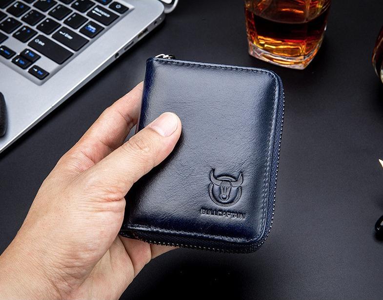 Ví đựng thẻ ATM nhiều ngăn da bò thật 100% T14 - Xanh Navy