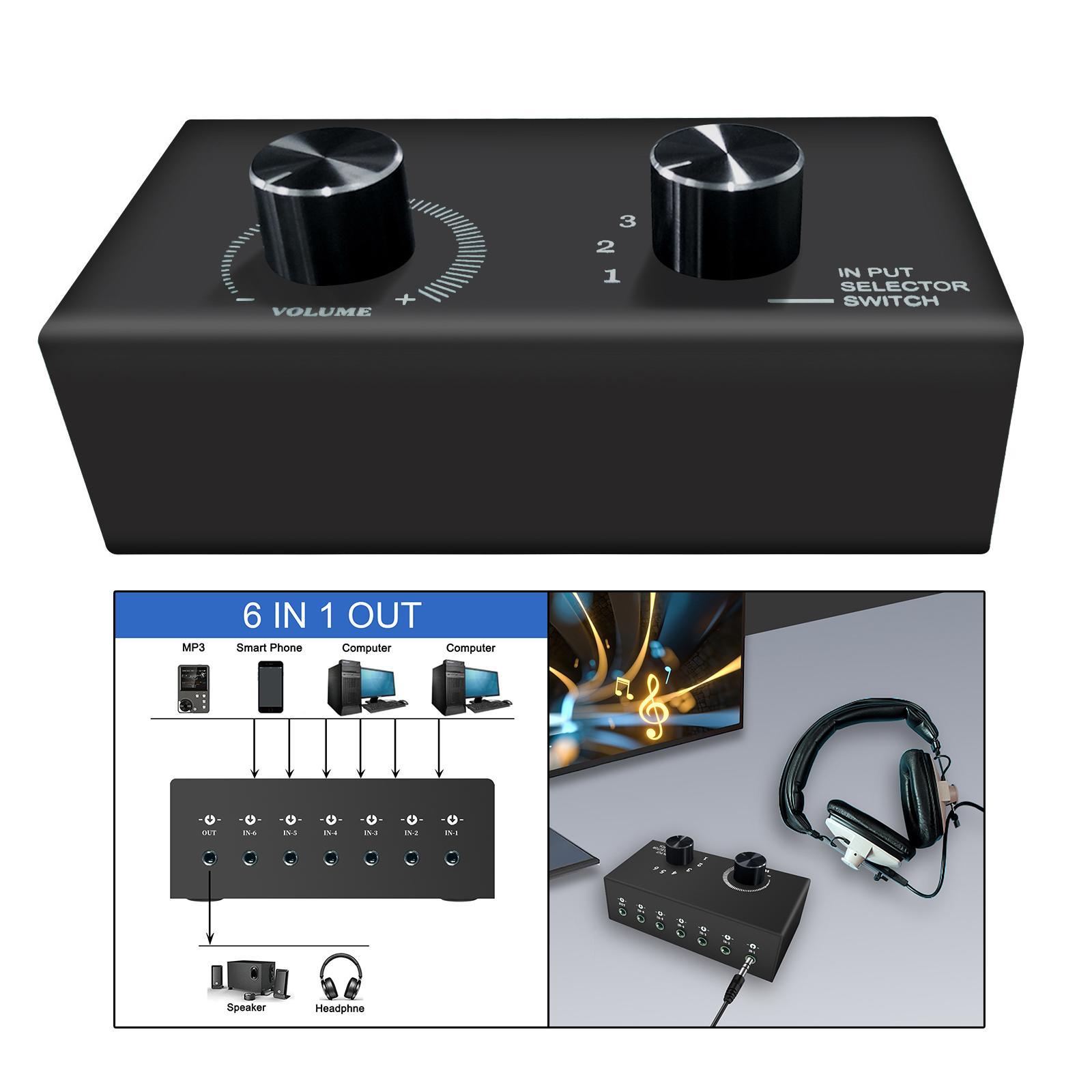 Audio Switch 3.5mm Audio Switcher Lightweight Portable for Headphone PC