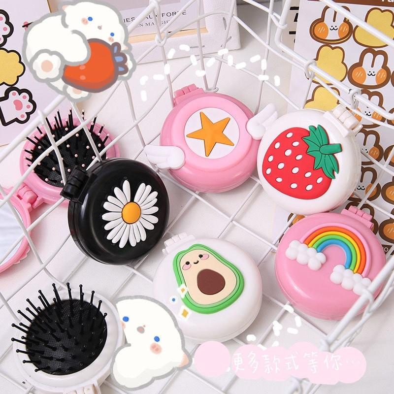 Gương kèm lược chải tóc 2 IN 1 mini cute