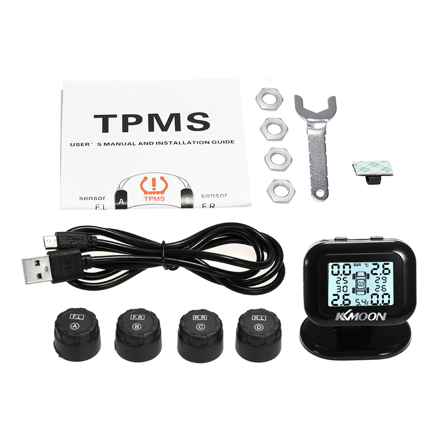 Hệ Thống Giám Sát Áp Suất Lốp Không Dây Có Màn Hình Hiển Thị LCD 4 Cảm Biến KKmoon TPMS