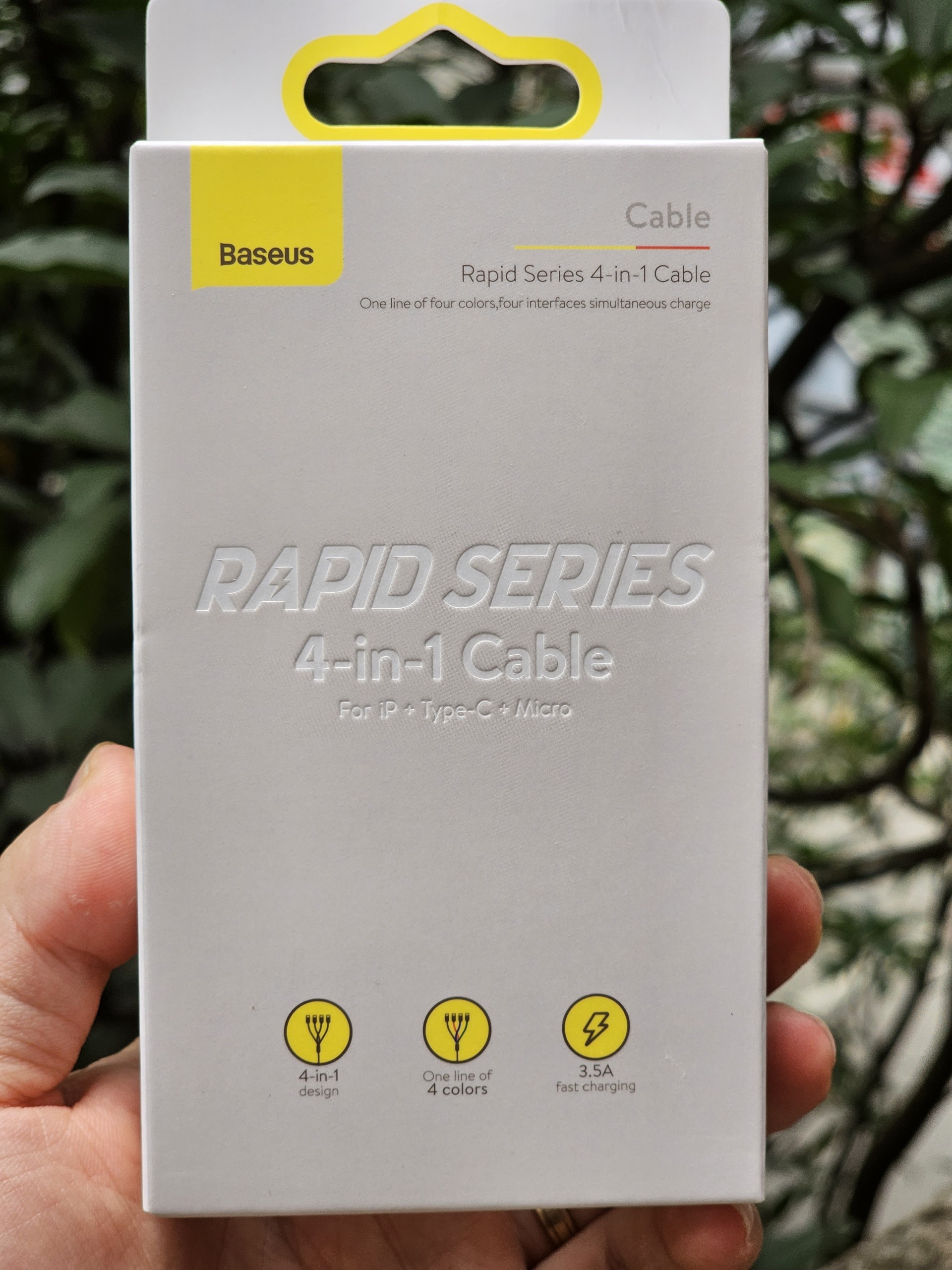 Dây Cáp Sạc Nhanh Đa Năng 4 in 1 Baseus rapid series 4 in 1 (3.5A, 1.2M, Fast charge 4 in 1 Cable) - 2 đầu dùng cho iPhone - 1 đầu TypeC - 1 đầu micro usb - Hàng Chính Hãng