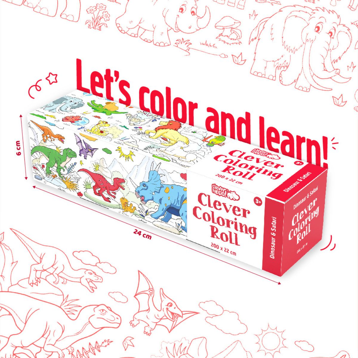 Đồ Chơi Sách Tô Màu Dạng Cuộn - Dinosaur &amp; Safari CLEVER HIPPO CR04