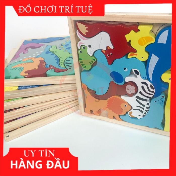 Đồ chơi khung gỗ ghép hình động vật 3d phát triển trí tuệ cho bé từ 2 đến 4 tuổi