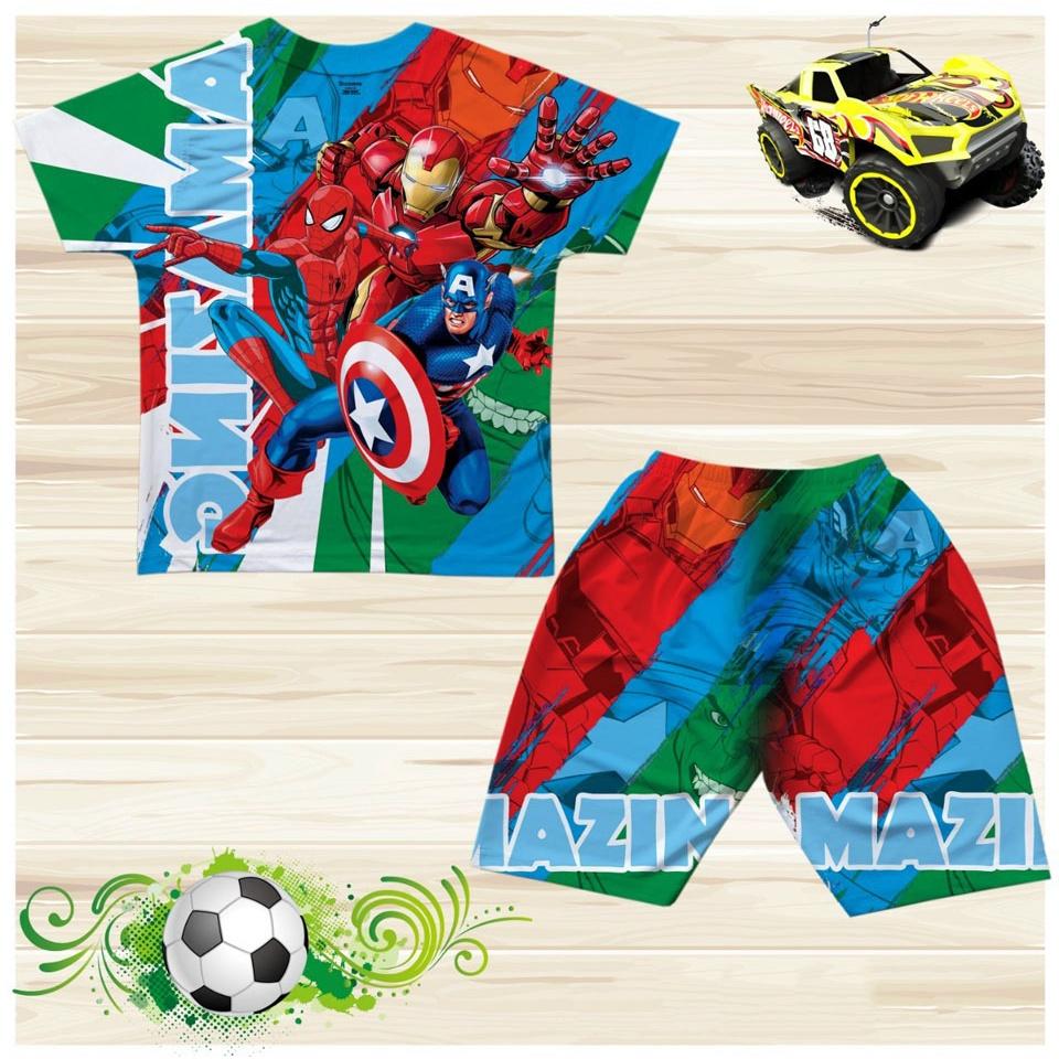 Bộ thun cotton lạnh mềm mát loại 1 họa tiết paw patrol spiderman siêu nhân bé trai