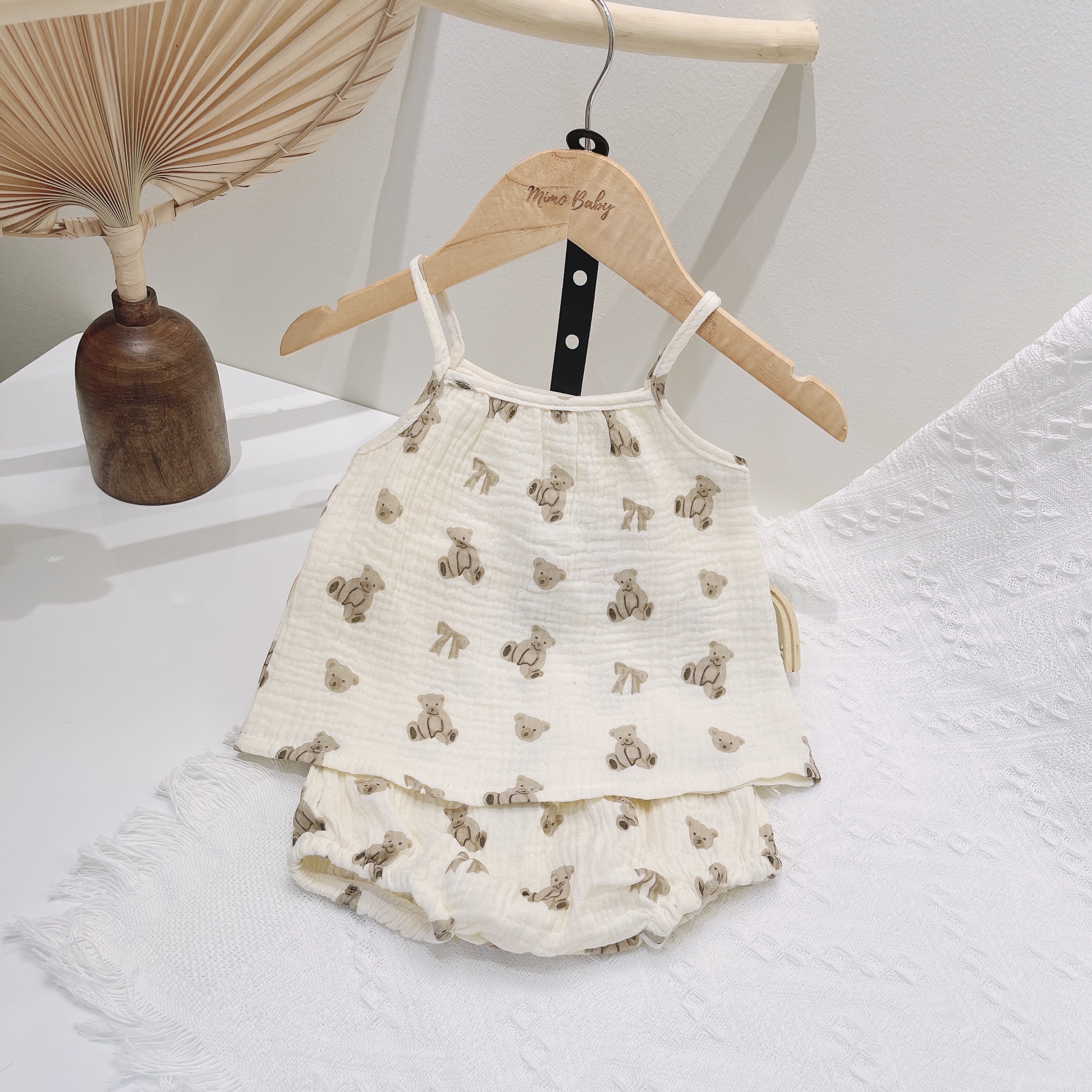 Bộ xô muslin 2 dây đáng yêu Mimo Baby cho bé QA25