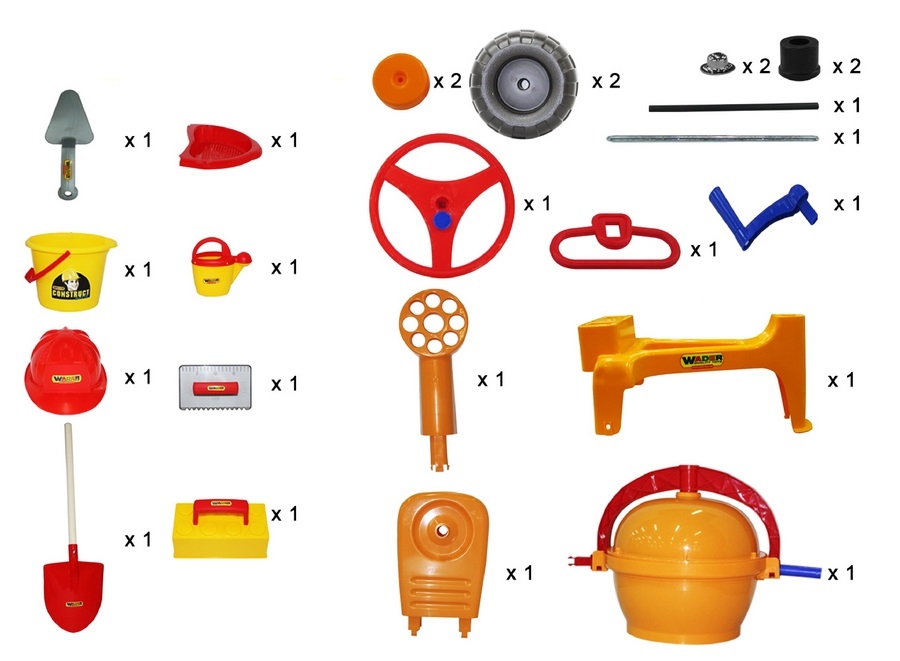 Bộ đồ chơi dụng cụ xây dựng Số 7 và máy trộn xi măng - Wader Toys