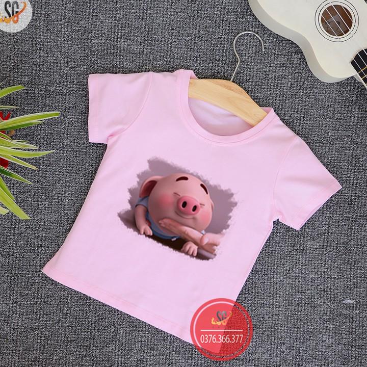 Áo trẻ em chú heo dễ thương - Thun Cotton - có 3 màu TE06