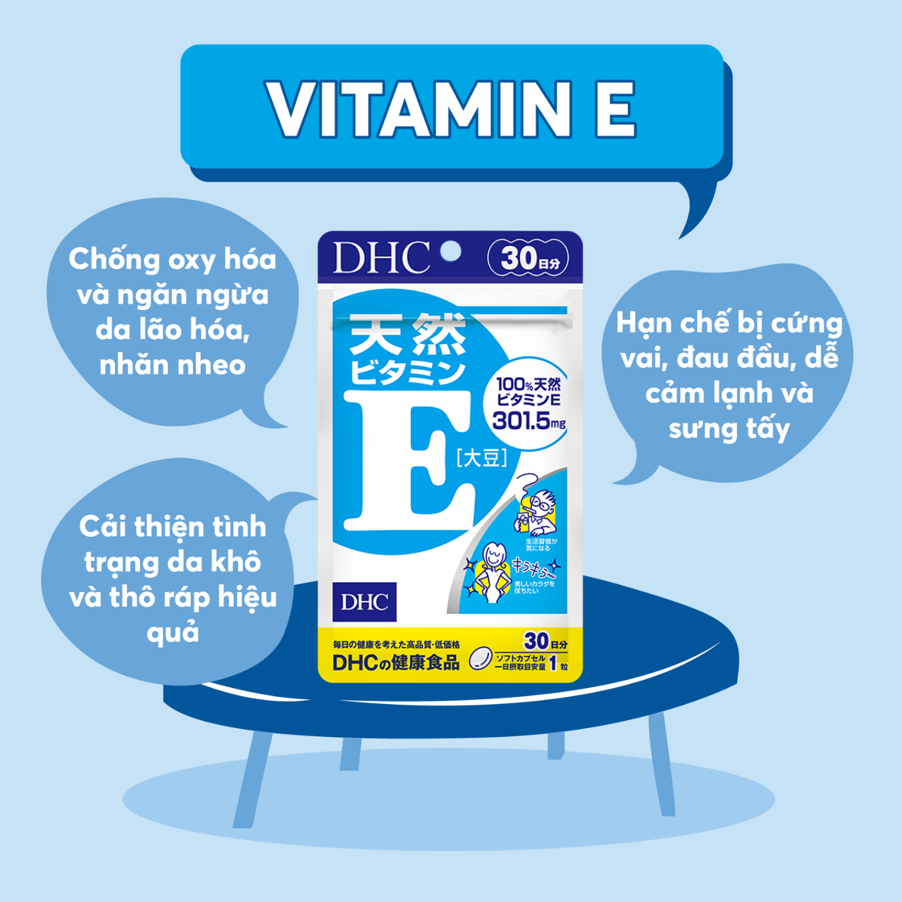 Vitamin E DHC Nhật làm chậm quá trình lão hoá, trẻ hóa da, tăng ẩm da, cải thiện sức khỏe khớp và giảm cảm lạnh - Massel Official