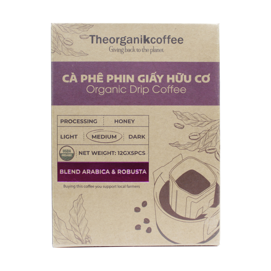 Cà phê Blend hữu cơ phin giấy - 5 pcs/hộp
