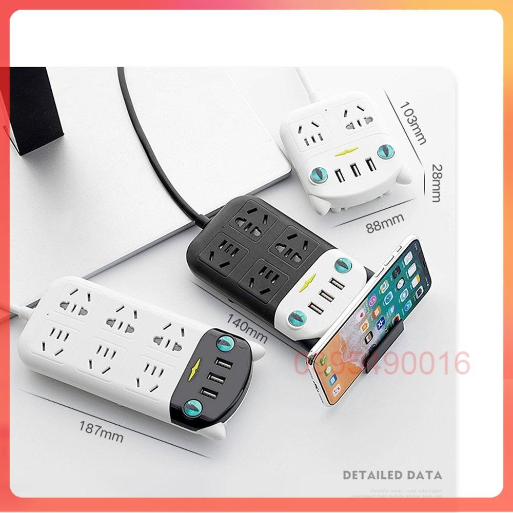 Ổ Cắm Điện Tai Mèo Thông Minh Đa Tính Năng Chống Giật Điện, Ổ Phích Điện Chống Cháy Nổ Chịu Được Công Suất Cao