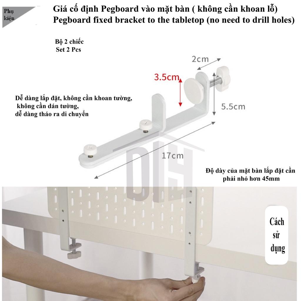 Giá đỡ Pegboard pegboard để đồ decor bàn học phòng bếp nhà tắm DIY Home kèm phụ kiện đa năng, không cần khoan đục