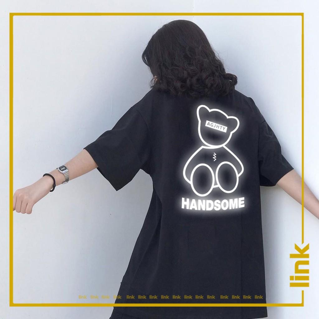 Áo phông nam nữ GẤU TEDDY HANDSOME phản quang bạc tay lỡ Unisex