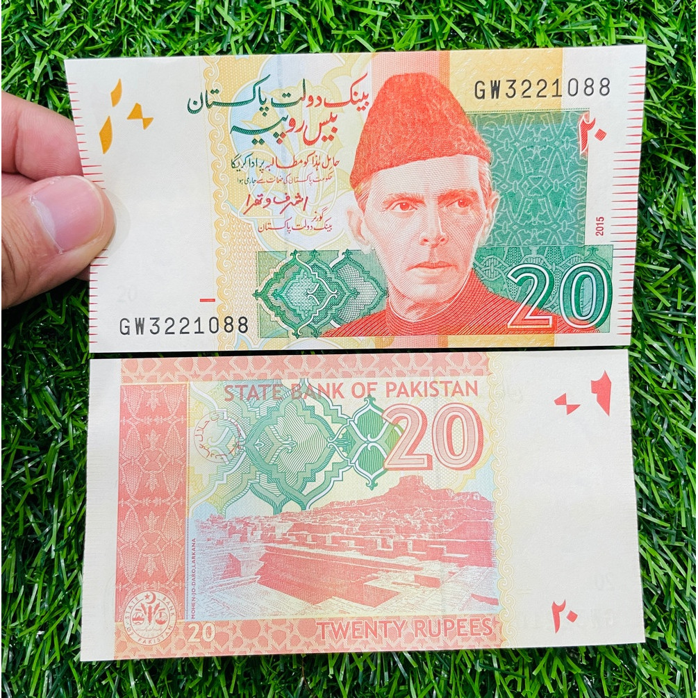 Tiền Pakistan 20 Rupees, tiền châu Á, mới 100% UNC, tặng túi nilon bảo quản