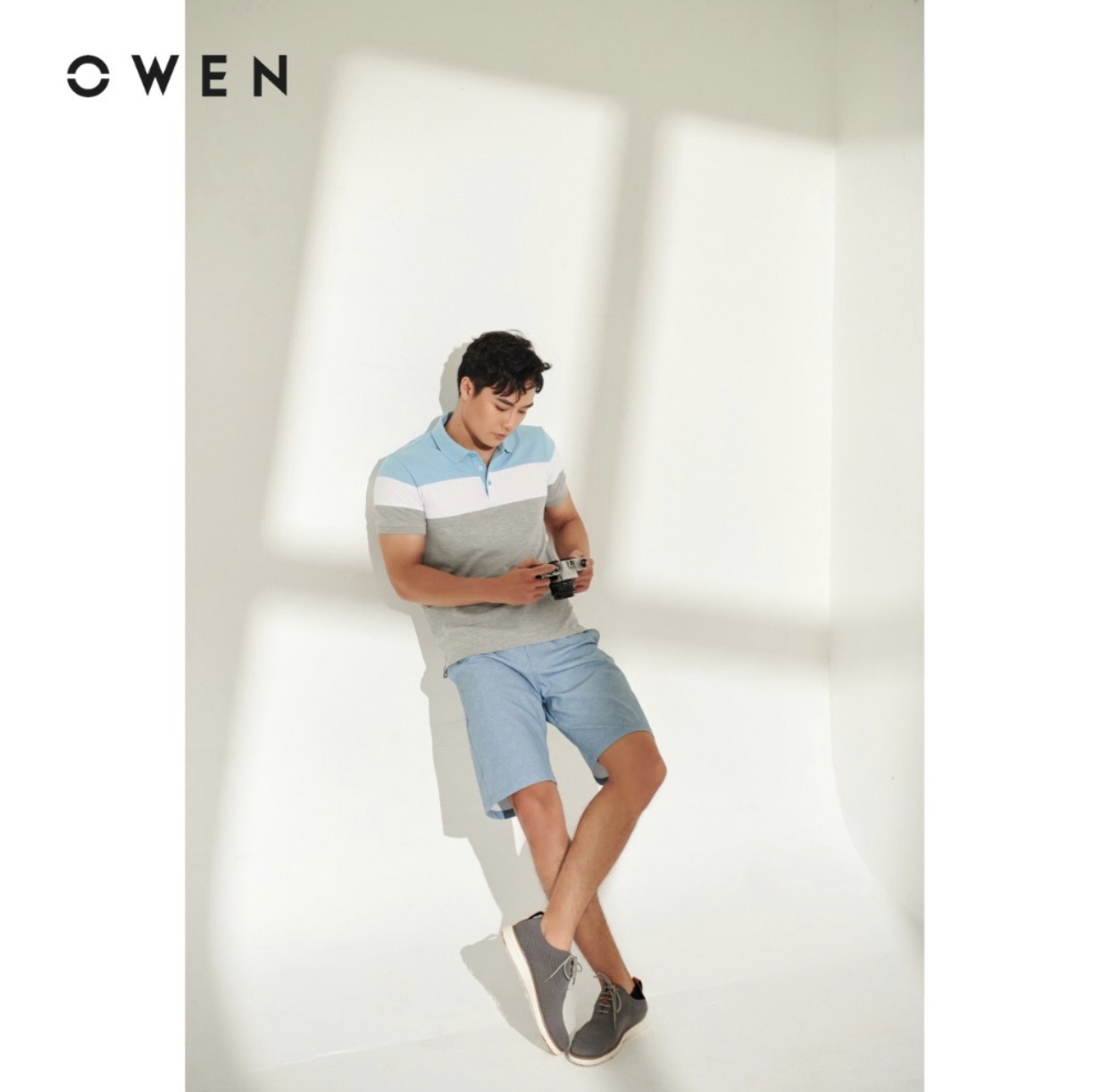 OWEN - Quần short nam Owen màu xanh nhạt 20352 - Quần short gió