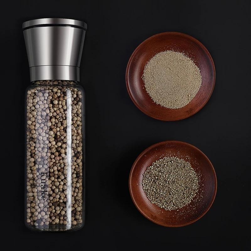 Nhà Máy Hạt Tiêu Gia Vị Jar Gia Vị Mài Chai Muối Và Hạt Tiêu Đen Xay Shakers Kính Thép Không Gỉ Nhà Bếp Canister Set