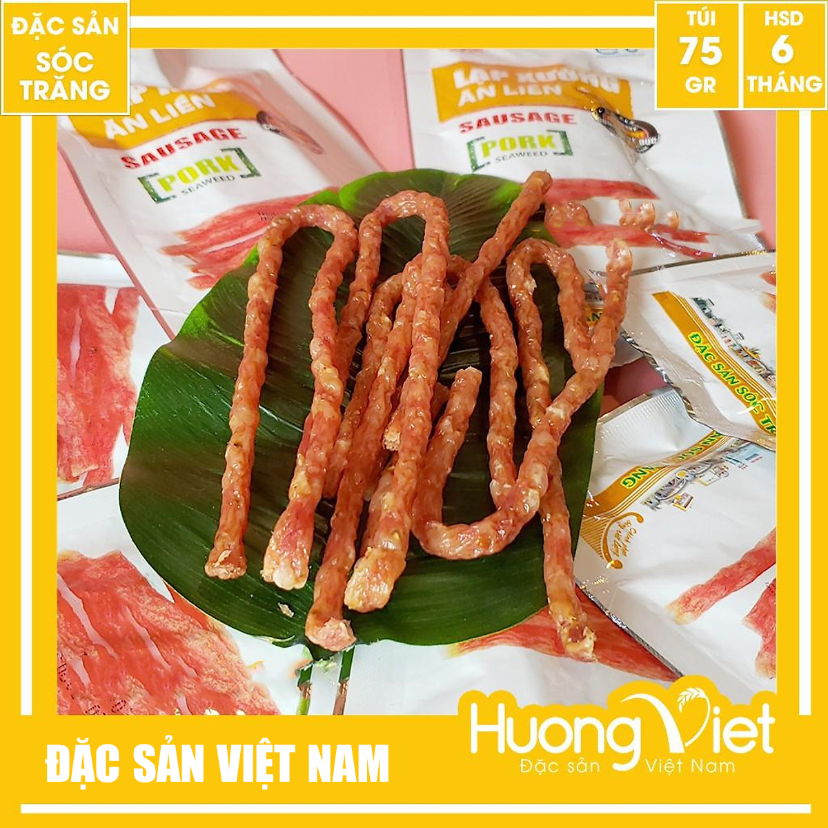 Đặc Sản Sóc Trăng - Lạp Xưởng Ăn Liền Tân Huê Viên Túi 75G, Lạp Xưởng Ăn Ngay Không Cần Chế Biến, Lạp Xưởng Sóc Trăng, Ăn Vặt Sài Gòn