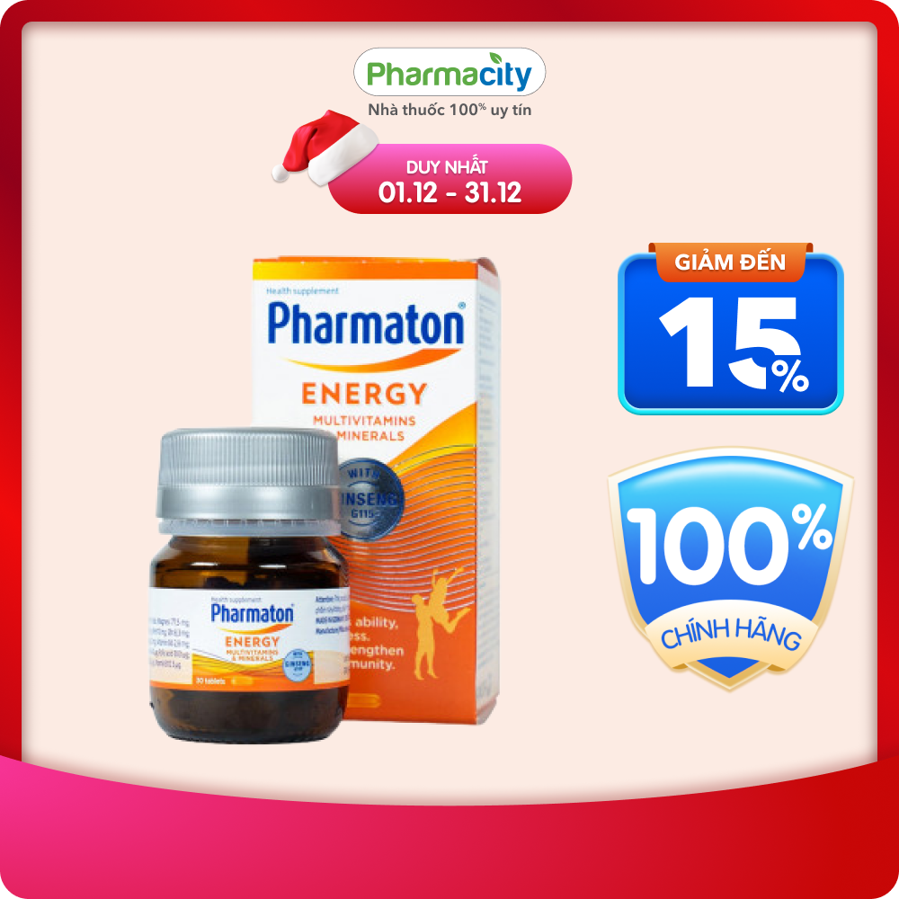 Viên uống Pharmaton Energy bổ sung nhân sâm G115, vitamin tổng hợp và khoáng chất