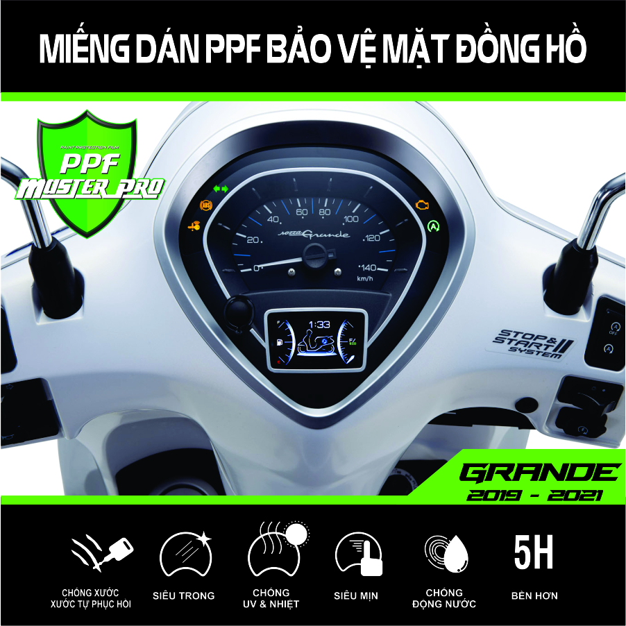 Miếng Dán PPF Bảo Vệ Mặt Đồng Hồ Xe Grande 2019 - 2021 - Grande 2020- 2023 | Chất Liệu Film PPF