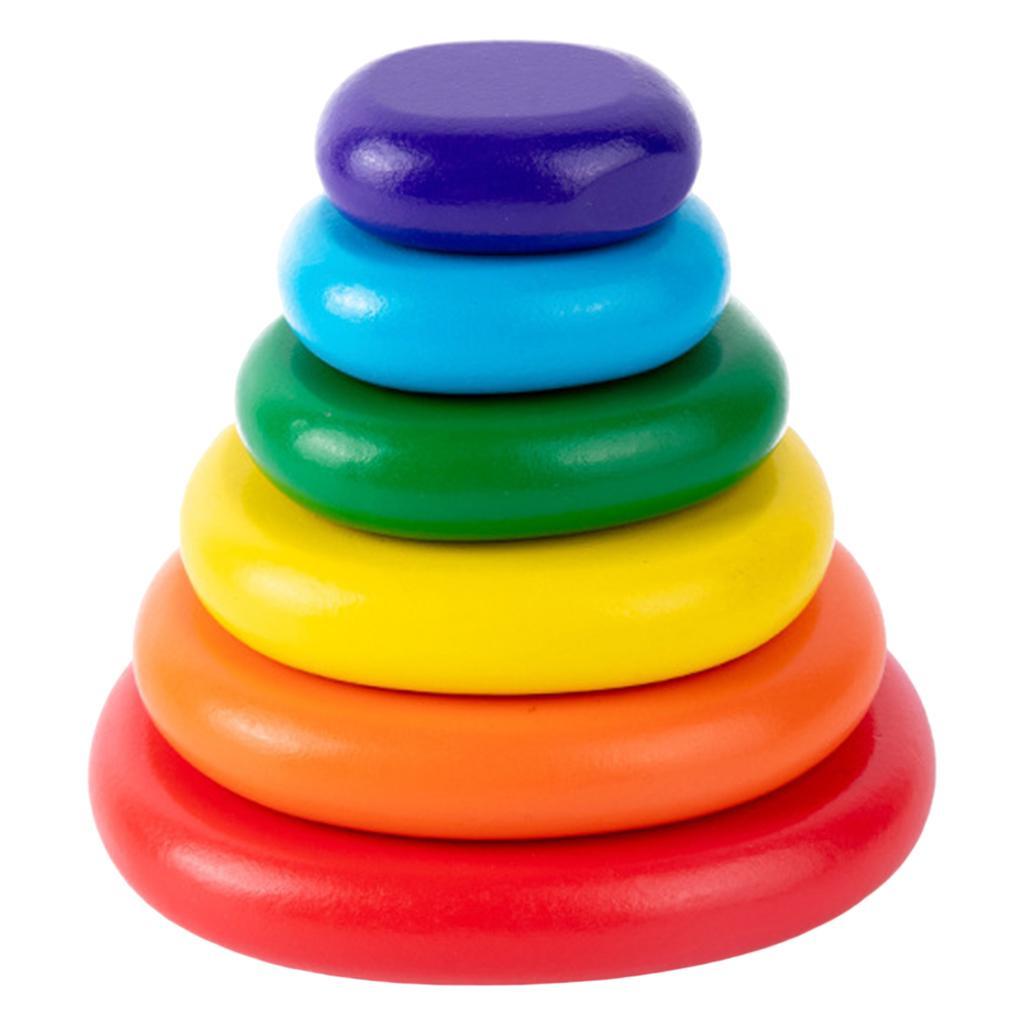 Wood Stacking Blocks Balancing Stone for Boy and Girl Fine Motor Skill Toy 6pcs