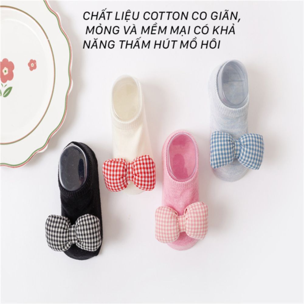 Tất họa tiết nơ sang chảnh cho bé gái chất liệu cotton mềm mại