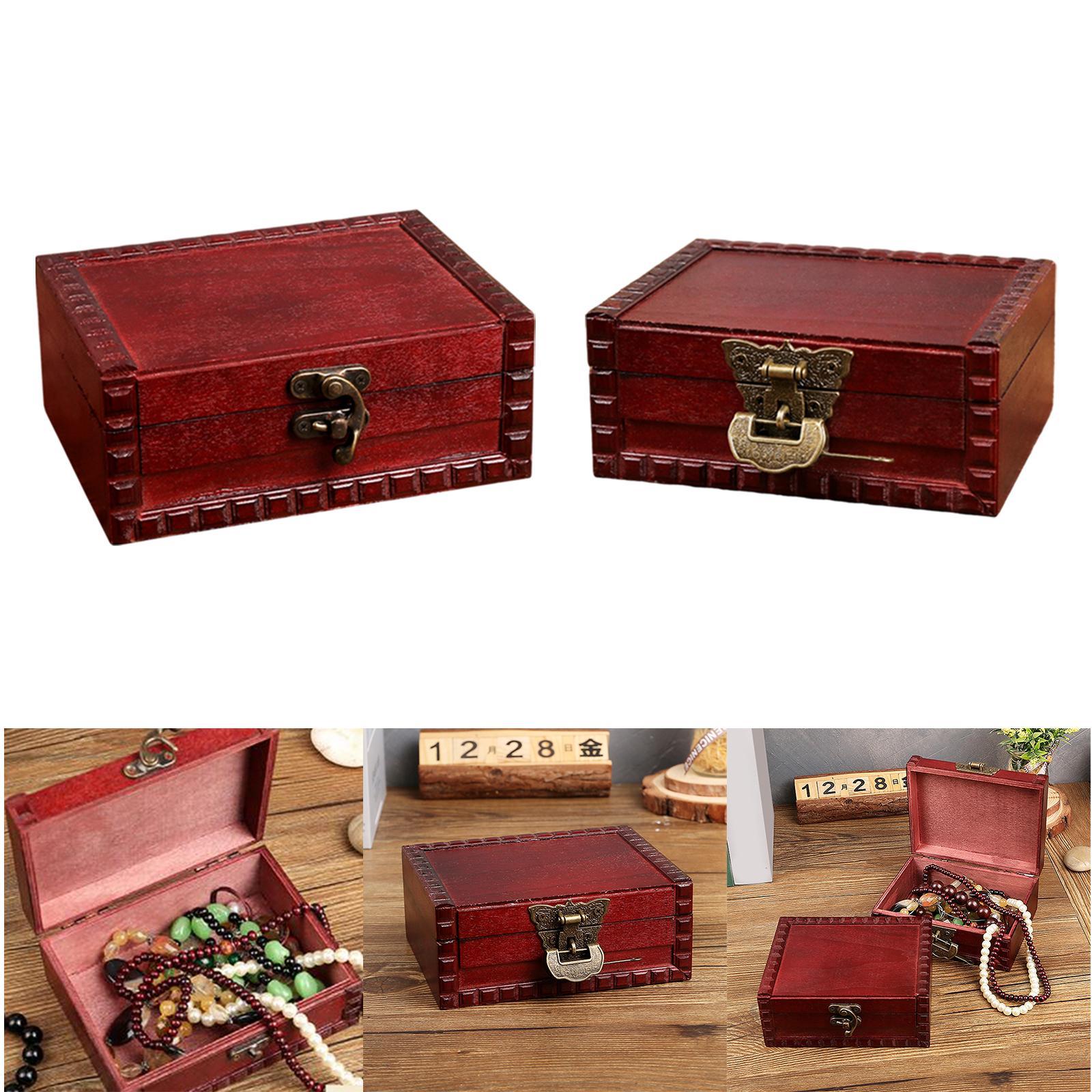 Vintage Style Wooden Box Decorative Jewelry Gift Storage Box with Lock
