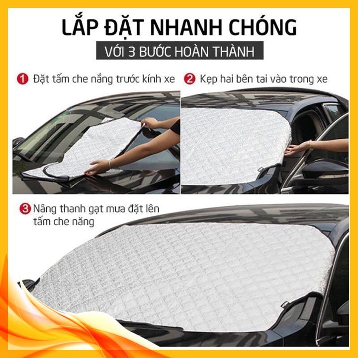 ️ Tấm che nắng kính lái ô tô sợi nhôm cách nhiệt 3 lớp 5D