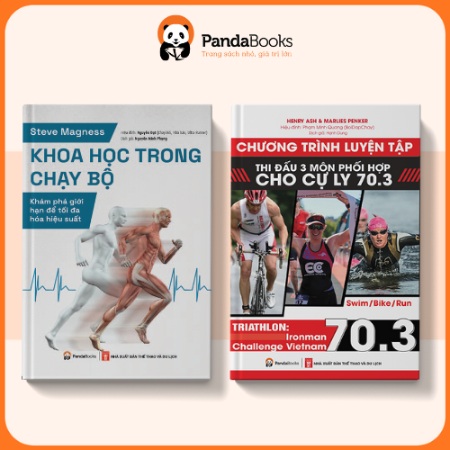 Sách - Combo 2 cuốn Khoa học trong chạy bộ + Chương trình luyện tập thi đấu 3 môn phối hợp cho cự ly 70.3 [PANDABOOKS]