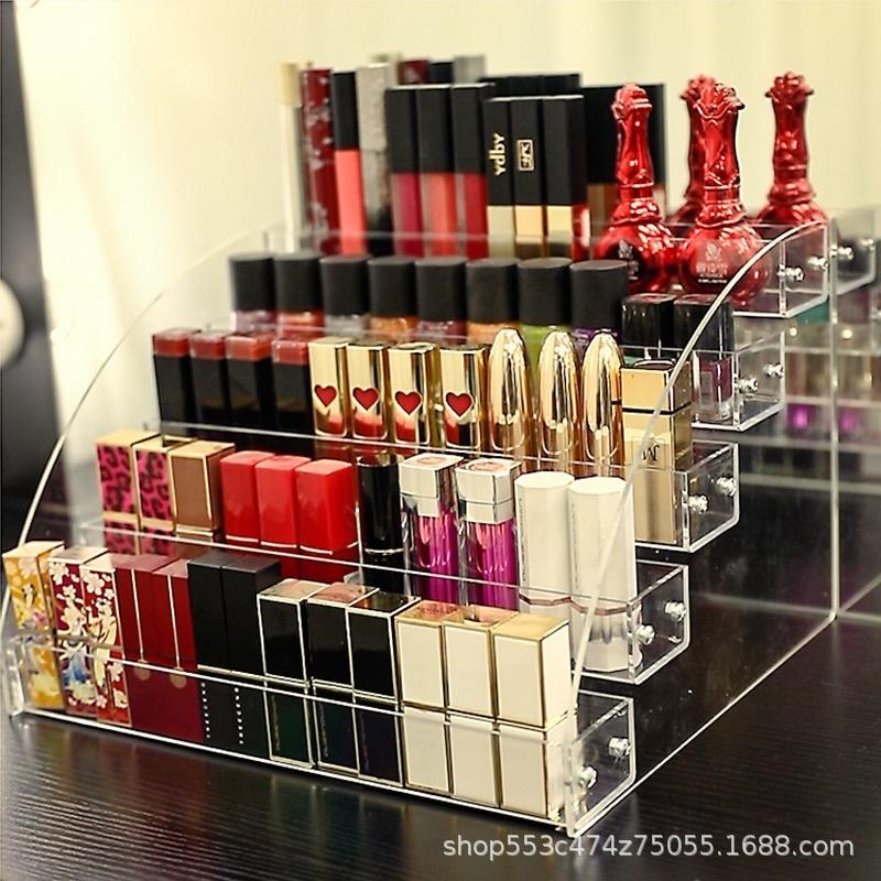 Kệ mica trưng bày son môi, sơn móng tay, phấn mắt, kệ nail nhiều tầng