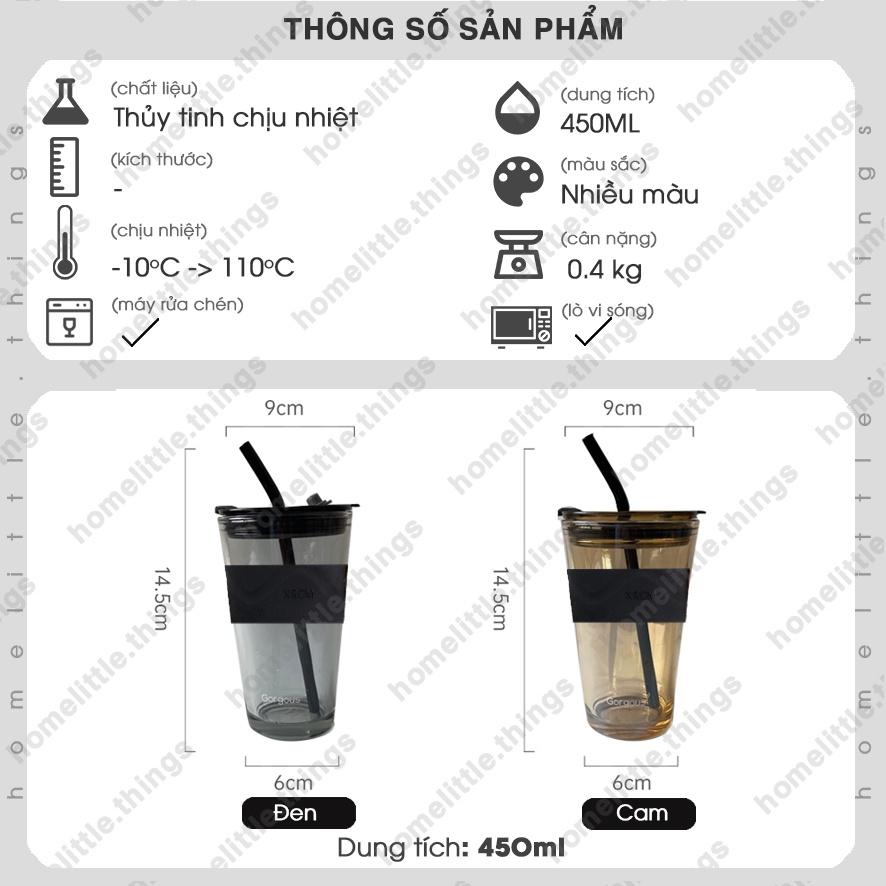 Ly , cốc thủy tinh đựng nước có nắp đậy kín mang đi 450ml