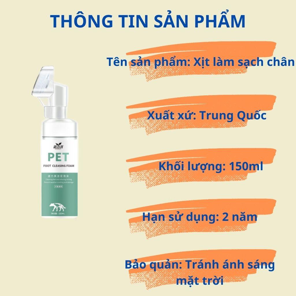 Chai xịt vệ sinh, làm sạch, khử khuẩn bàn chân cho thú cưng - chai 150ml