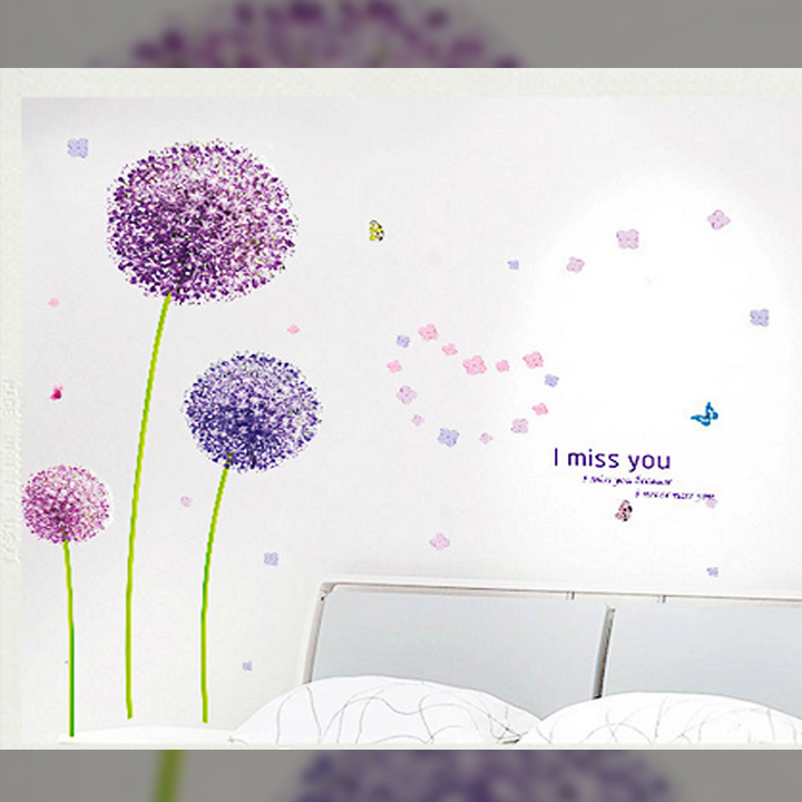 Decal dán tường hoa bồ công anh tím am9011