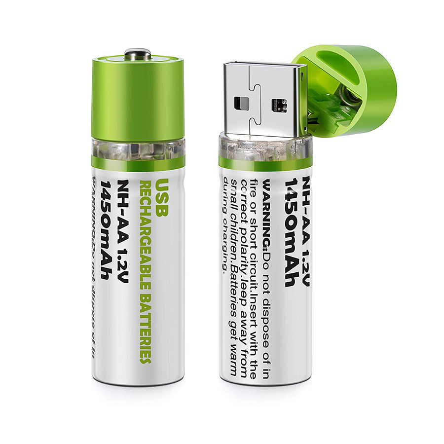 Bộ 2 Pin Sạc AA 1.2V - 1.450mAh Tích Hợp Cổng Sạc USB Tiện Dụng