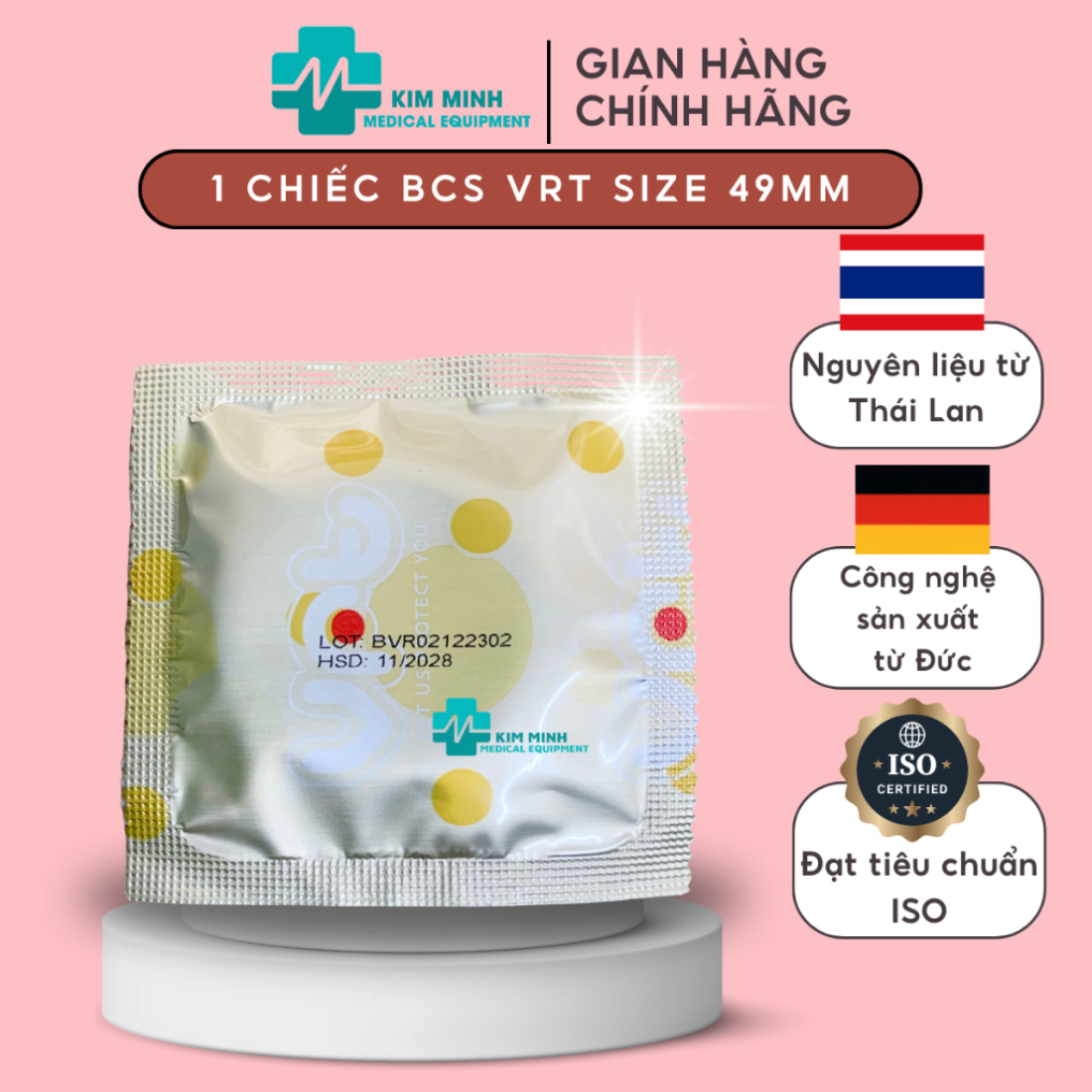 Bao cao su gia đình VRT size nhỏ 49mm trải nghiệm 1 chiếc