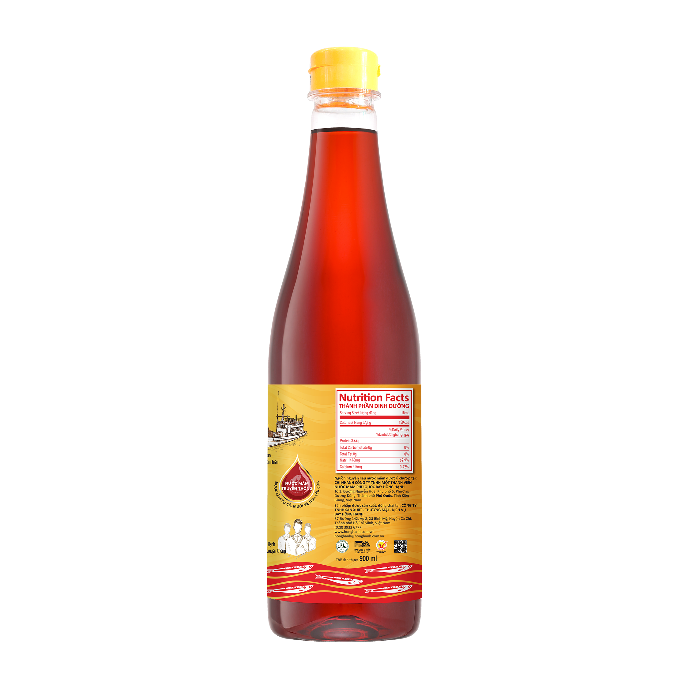 Nước mắm truyền thống Phú Quốc Hồng Hạnh Cốt Nhỉ 40 độ đạm dung tích 900ML - Chấm sống tuyệt ngon, vẹn tròn dưỡng chất