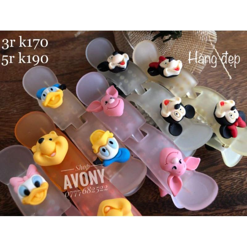 Kẹp càng cua 3 - 5 răng nhựa nhám trong đính icon Disney cao cấp