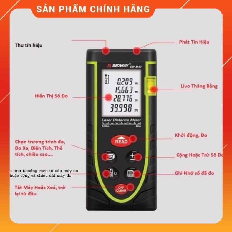 Thước đo khoảng cách bằng tia laser sndway phạm vi 40m hq 206629