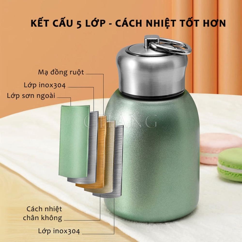 Bình nước giữ nhiệt cầm tay mini, ly giữ nhiệt inox dung tích 300ml giữ nhiệt suốt 12 giờ chất liệu cao cấp cực tiện