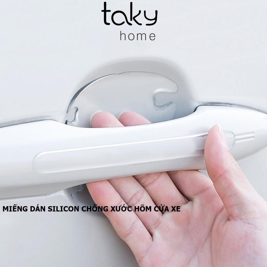 Set 4 Miếng Dán Silicone Chống Xước Hõm Tay Nắm Cửa ôtô, Bảo Vệ Hõm Cửa Tránh Chầy Xước, Tiện Dụng, Dễ Dán. TakyHome 9000