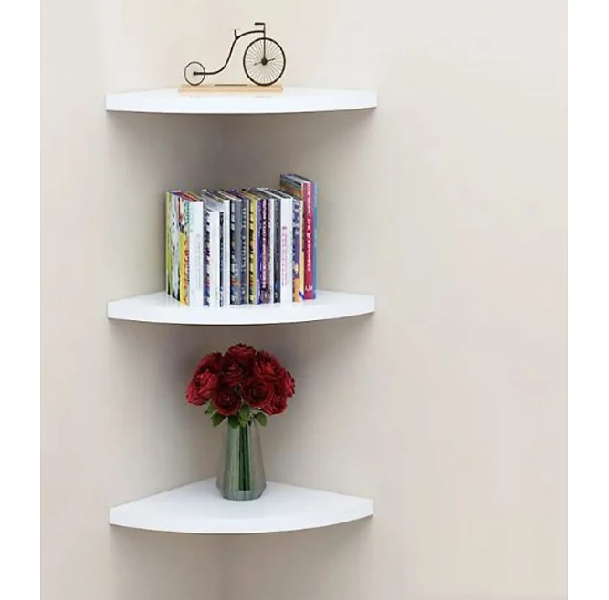 Bộ 3 Kệ Trang Trí Treo Góc Tường Tundo Hình Cung Tròn (Không Cần Khoan Tường) KT 28x 28x1.8cm