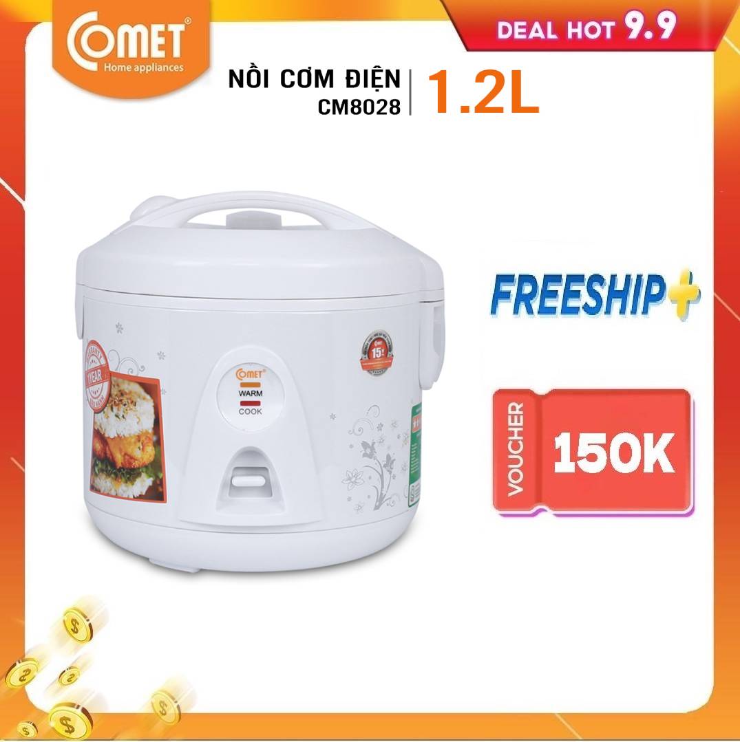 Nồi cơm điện Comet CM8028 1.2L - Hàng chính hãng - Giao Hoa Văn Ngẫu Nhiên