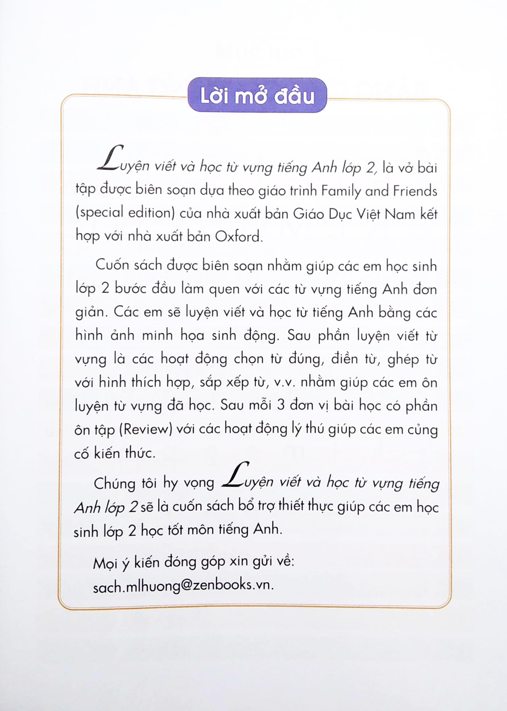 Luyện Viết Và Học Từ Vựng Tiếng Anh 2 (Theo Giáo Trình Family Anh Friends - Special Edition)